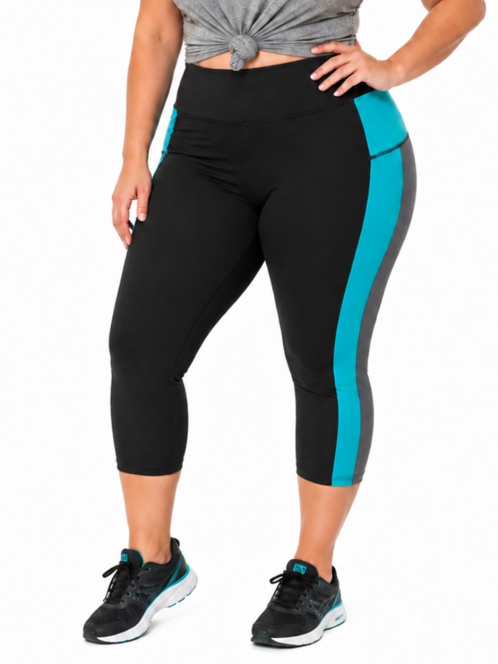 TORRID Cropped Active Leggings Black Turquoise Size 2X